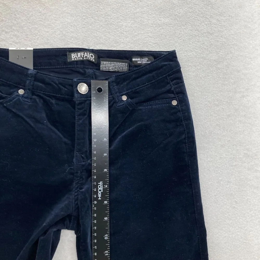 Buffalo David Bitton Marvel‎ Velvet Skinny Ankle Pants Women's 2/26 Blue Stretch - Picture 8 of 13